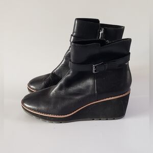 Anne Klein Pulse Women's Black Leather Wedge Bootie Size 10 M